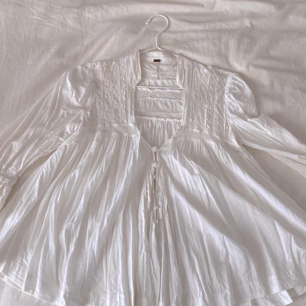 Free People lace button blouse